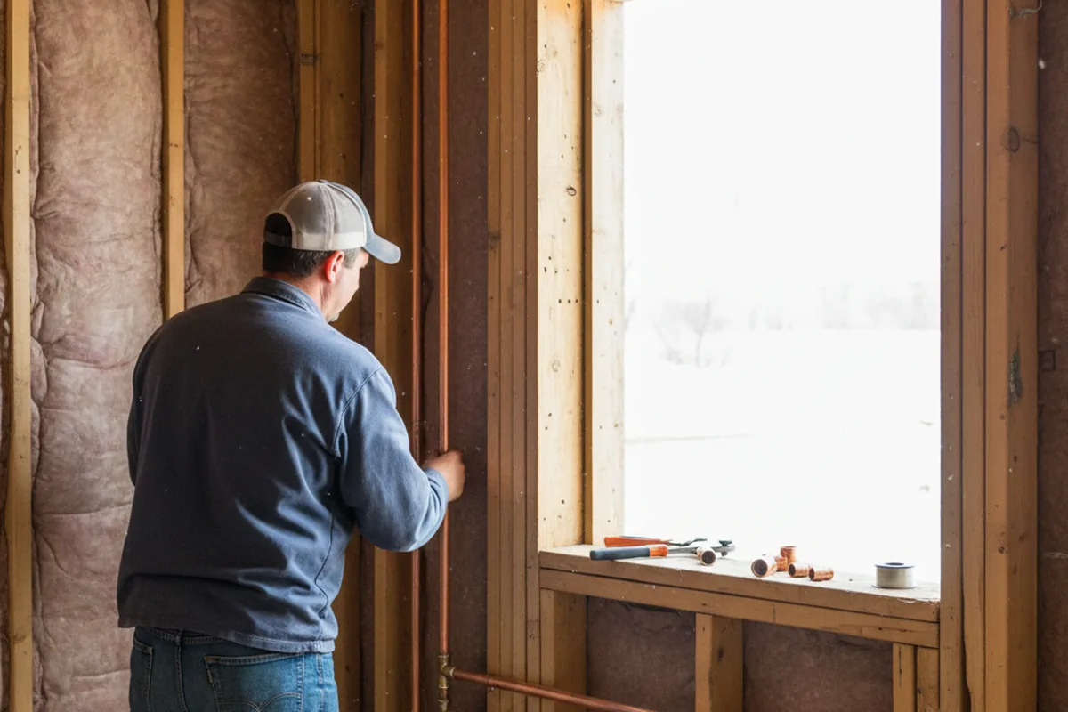 Licensed plumber running new copper supply lines in a Beebe home