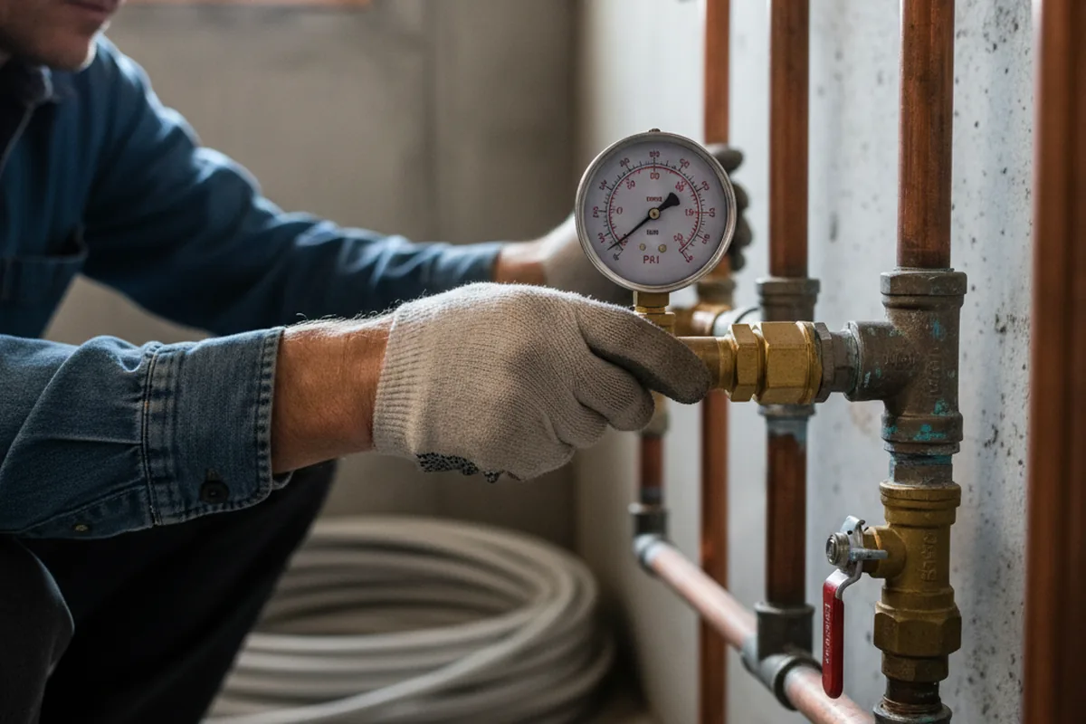 Pressure testing a repaired line during Water Line Repair in Beebe